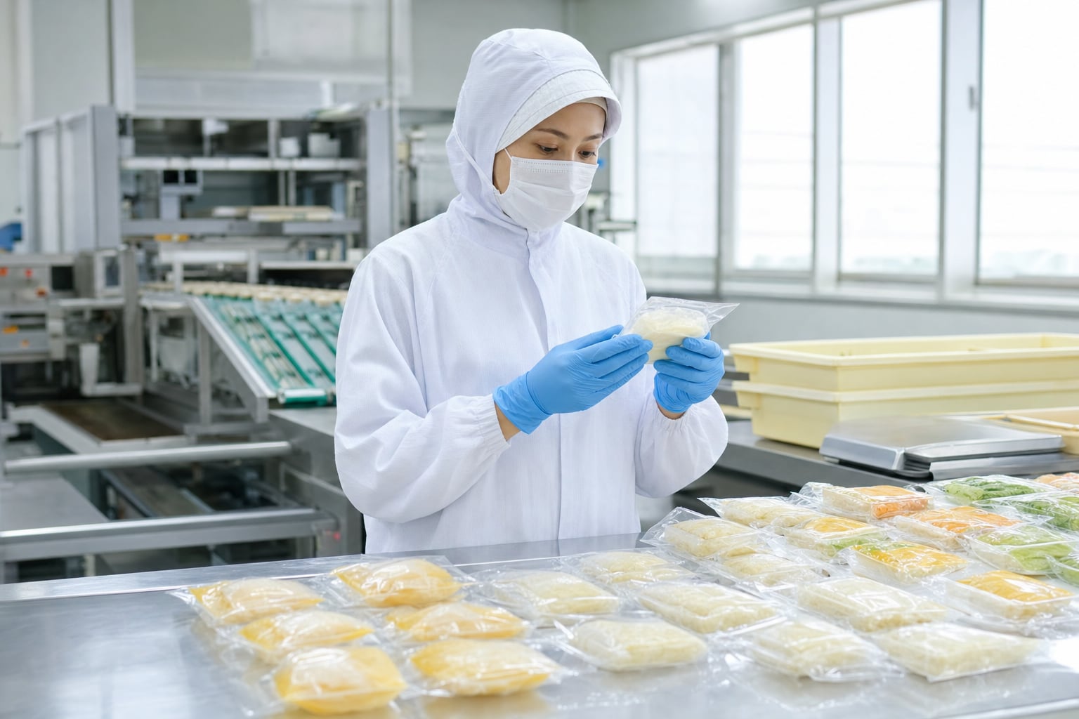 食品を検品する作業者