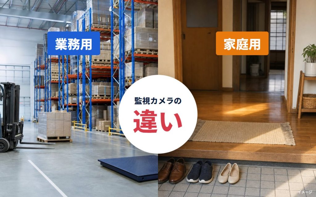 業務用の監視カメラと家庭用の違い｜法人が業務用を選ぶ理由と、選ぶときの確認点